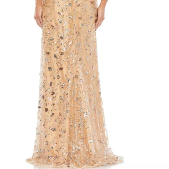 MAC DUGGAL 68049 SLEEVELESS LACE UP BACK NUDE GOWN sz 4 - Picture 6 of 6